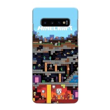 Чохол Майнкрафт на Samsung Galaxy S10 (AlphaPrint) Minecraft (фон Minecraft)