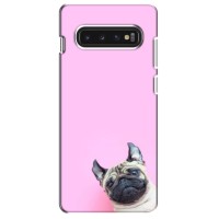 Бампер для Samsung S10 с картинкой "Песики" (Собака на розовом)