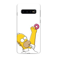 Чjхол з Сімпсонами для Samsung Galaxy S10 (VPrint) (Гомер з пончиком)