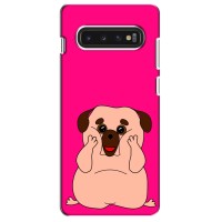 Чехол (ТПУ) Милые собачки для Samsung S10 (Веселый Мопсик)
