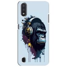 Чехол с Обезьянами Sansung Galaxy M01 Core (A013F) - (AlphaPrint) (Горилла в наушниках)