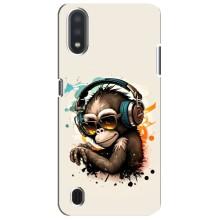 Чехол с Обезьянами Sansung Galaxy M01 Core (A013F) - (AlphaPrint) (Макака в наушниках)