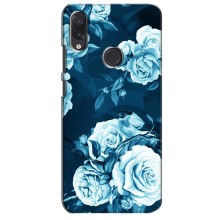 Чехлы (ART) Цветы на Sansung Galaxy M01s (VPrint) (Голубые Бутоны)