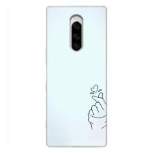 Чехлы (Знак сердечка) на Sony Xperia 1 – Сердце на голубом