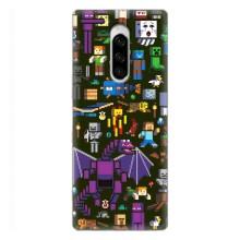 Чехол Майнкрафт на Sony Xperia 1 (AlphaPrint) Minecraft (Коллаж Майнкрафт)