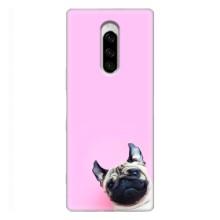 Бампер для Sony Xperia 1 с картинкой "Песики" (Собака на розовом)