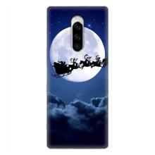 Чехол Санта Клаус для Sony Xperia 1 (Санта - луна)