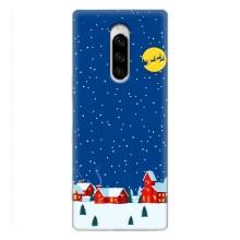 Силиконовый бампер на рождество для Sony Xperia 1 (Город в снегу)