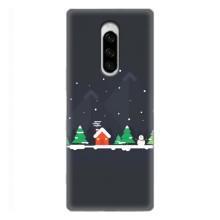 Силиконовый бампер на рождество для Sony Xperia 1 (Город зимний)