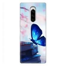 Силиконовый бампер с картинкой животных для Sony Xperia 1 – Бабочка синяя