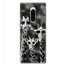 Силиконовый чехол с КАРТИНКАМИ лето для Sony Xperia 1 (AlphaPrint) (Жирафы в очках)