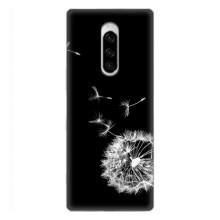 Силиконовый Чехол с одуванчиками на Sony Xperia 1 – Одуванчик на чёрном
