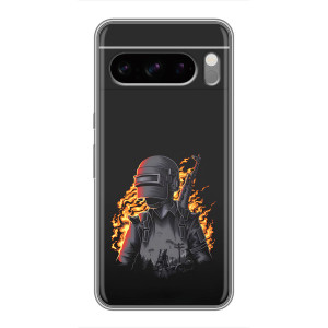 Силиконовый чехол с картинкой "Герой Pubg" на Sony Xperia 10 VII – В огне