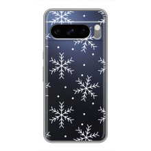 Зимние Чехлы для Со́ни Экспе́рия 10 VII - прозрачный фон – Белые снежинки