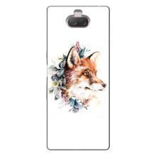 Чехлы с картинкой Лисички для Sony Xperia 10 (VPrint) (Лисичка в цветочках)