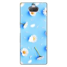 Чохол з Квітами для Sony Xperia 10 (ромашки на блакитному)