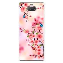 Чехол с принтом САКУРЫ на Sony Xperia 10 – Бабочки на сакуре