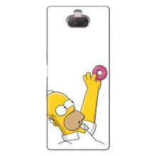 Чехол с Симпсонами для Sony Xperia 10 (VPrint) (Гомер с пончиком)