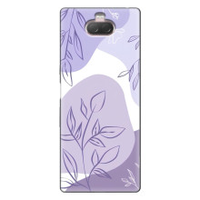 Силиконовый чехол с принтом в цветах на Sony Xperia 10 (Фиолетовый дизайн)
