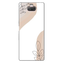 Силиконовый чехол с принтом в цветах на Sony Xperia 10 (Нюдовый дизайн)