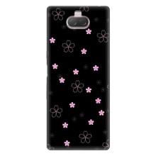 Чехол с розовым рисунком для Sony Xperia 10 – Розовые цветы на черном