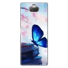 Силиконовый бампер с картинкой животных для Sony Xperia 10 (Бабочка синяя)