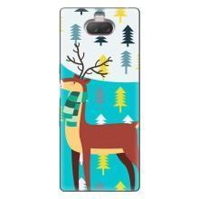 Силиконовый бампер с картинкой животных для Sony Xperia 10 (Олень с шарфом)