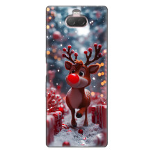 Яркий чехол для Sony Xperia 10 с Зимними Оленятами – Олень среди подарков