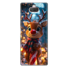 Яркий чехол для Sony Xperia 10 с Зимними Оленятами – Олень в шарфе