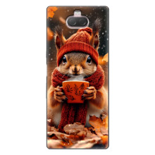 Печатный чехол «Зверята с кофе» для Sony Xperia 10 – Белка с кофе