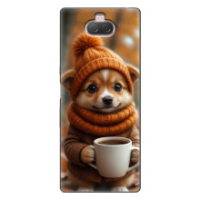 Печатный чехол «Зверята с кофе» для Sony Xperia 10 – Песик с кофе