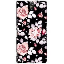 Чехлы с Цветами для Sony Xperia C5 Ultra, E5533, E5563, E5506, E5553 (VPrint) (Цветочки на черном)