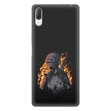 Силиконовый чехол с картинкой "Герой Pubg" на Sony Xperia L3 – В огне