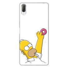 Чехол с Симпсонами для Sony Xperia L3 (VPrint) (Гомер с пончиком)