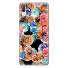 Чехлы с тематикой "ЦВЕТЫ" на Sony Xperia L3 – Цветы на черном