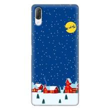 Силиконовый бампер на рождество для Sony Xperia L3 – Город в снегу