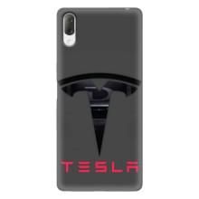 Силиконовый бампер с картинкой машины на Sony Xperia L3 – Logo TESLA