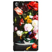 Брендновые Чехлы для Sony Xperia M5, E5603, E5606, E5653, E5633, E5646, E5663 - (PREMIUMPrint) – Nike цветы