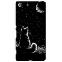 Чехол с принтом для Sony Xperia M5, E5603, E5606, E5653, E5633, E5646, E5663 (AlphaPrint) Модные коты – Котик и луна