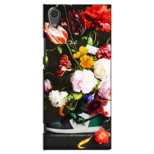 Брендновые Чехлы для Sony Xperia XA1, G3121, G3123, G3125, G3112, G3116 - (PREMIUMPrint) (Nike цветы)