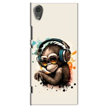 Чехол с Обезьянами Sony Xperia XA1, G3121, G3123, G3125, G3112, G3116 - (AlphaPrint) (Макака в наушниках)