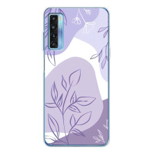 Силконовий чохол з принтом в квітах на TCL 20L Plus – Фіолетовий дизайн