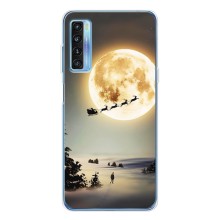 Новогодние, Праздничные Чехлы для TCL 20L Plus - 2024 год (Санта на луне)