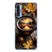 Чохол з унікальним дизайном 'Осінь з кавою' для TCL 20L Plus – Темна кава