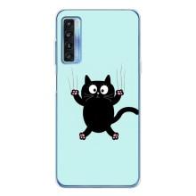 Силиконовый чехол с котиком для TCL 20L Plus (Падающий кот)