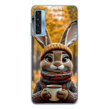 Печатный чехол «Зверята с кофе» для TCL 20L Plus – Зайчик с кофе