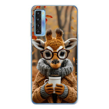Печатный чехол «Зверята с кофе» для TCL 20L Plus – Жираф с кофе