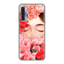 Чехлы (ART) Цветы на TCL 20L (VPrint) (Глаза в цветах)