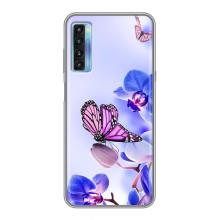 Чехлы с Цветами для TCL 20L (VPrint) (Бабочка на цветочке)