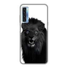 Чехлы с картинками животных TCL 20L (Черный ЛЕВ)